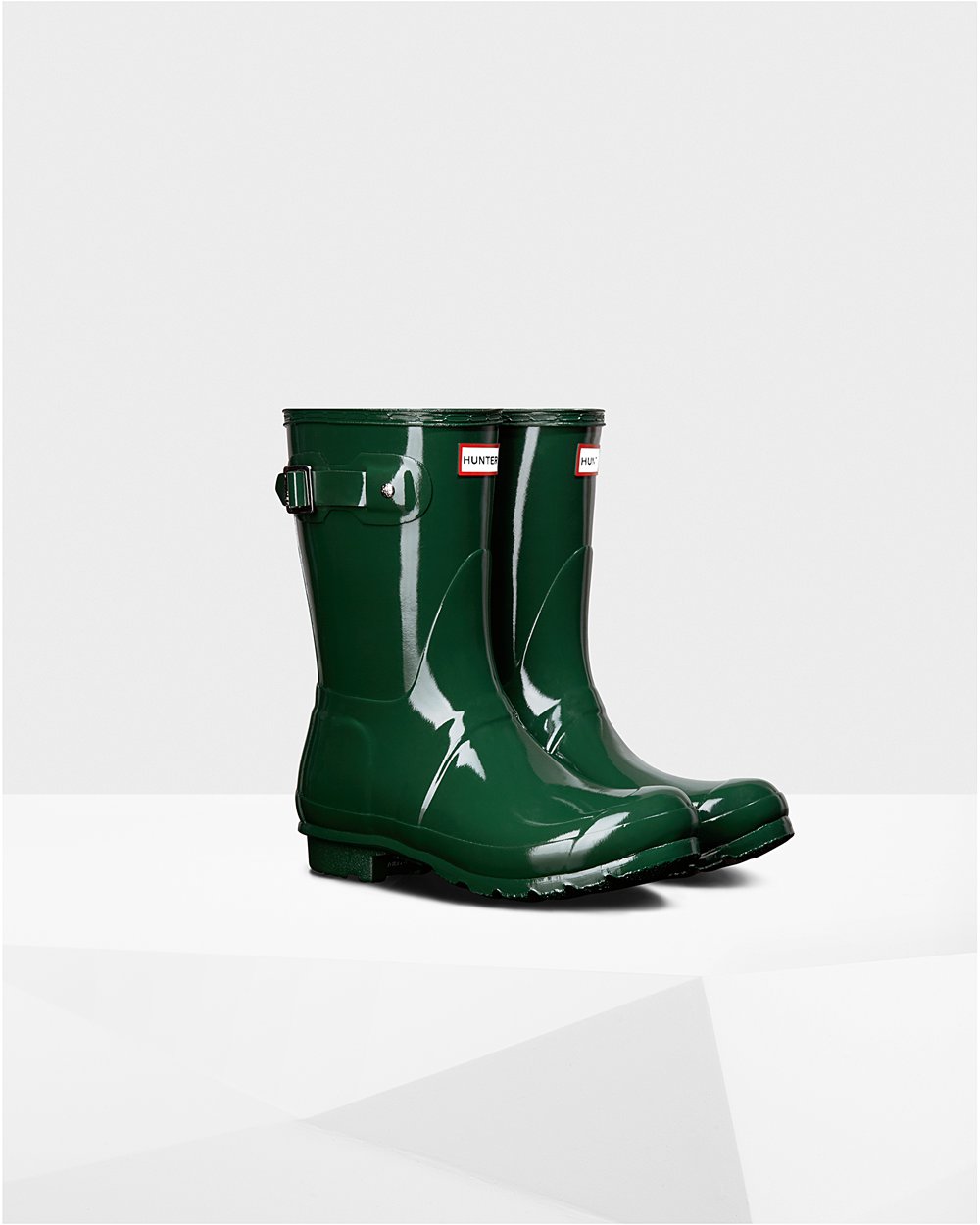 Womens Hunter Short Rain Boots Green - Original Gloss - 9632048-JF